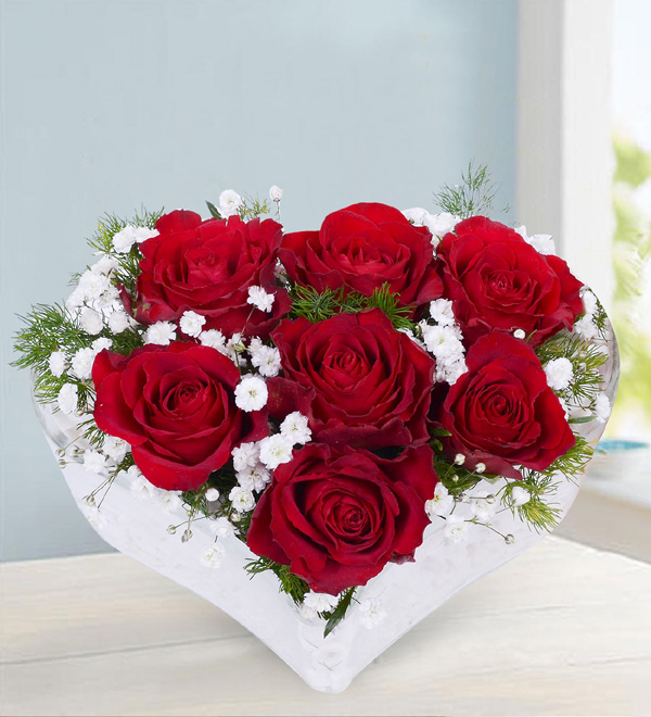 Kalpte 7 Kırmızı Gül