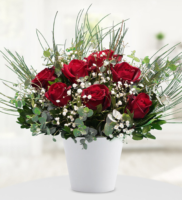 Seramik Vazoda Kırmızı Güller